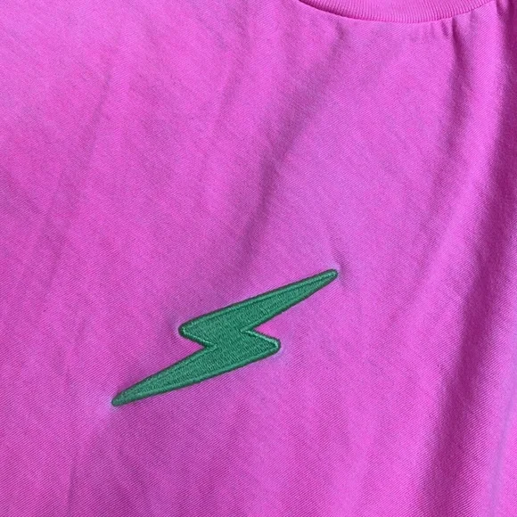 Aviator Nation Bolt Embroidered T-Shirt in Neon Pink/mint, SIZE XL - Picture 4 of 9